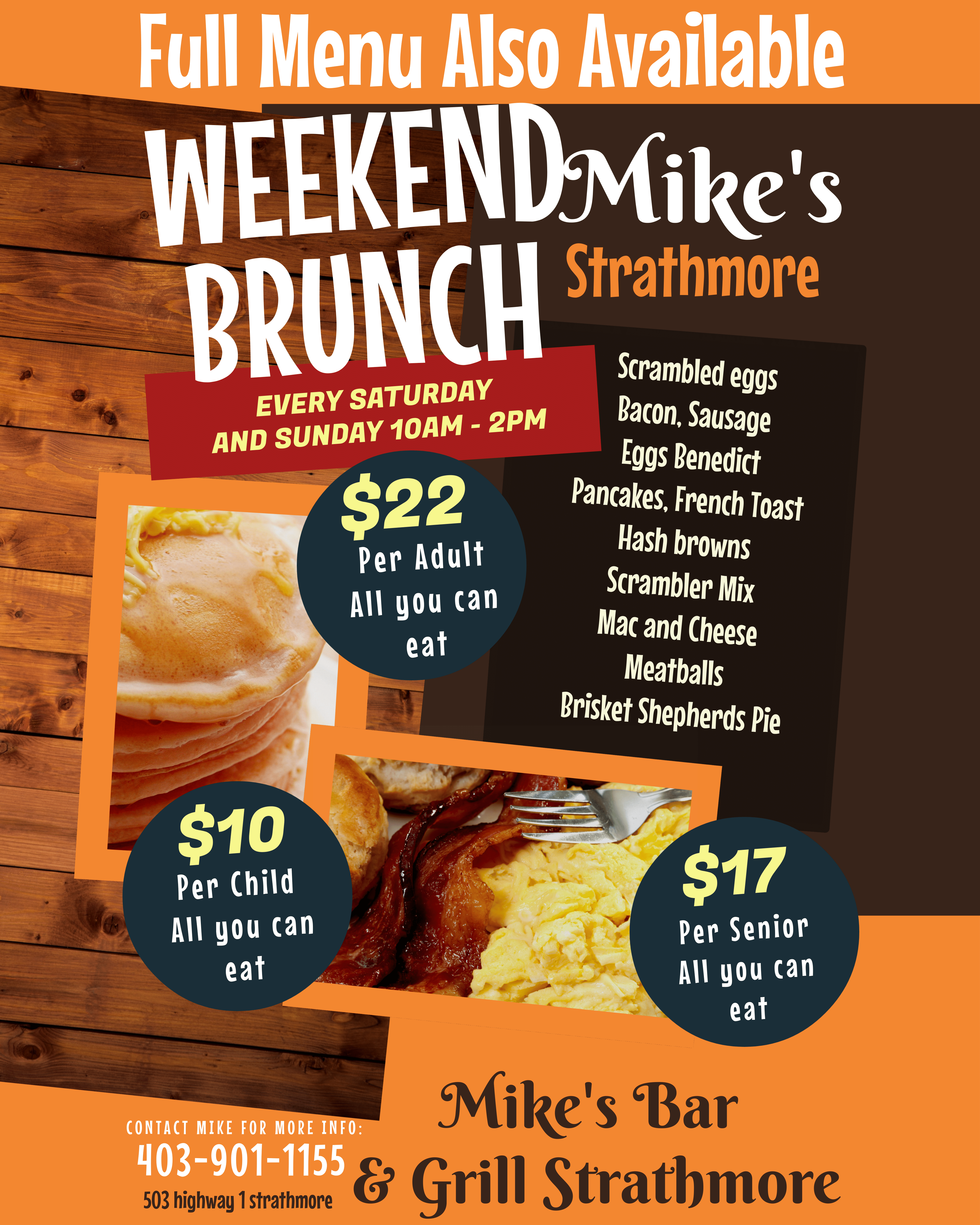 Sunday Brunch 2 1-1 Mike's Bar & Grill Sunday Special